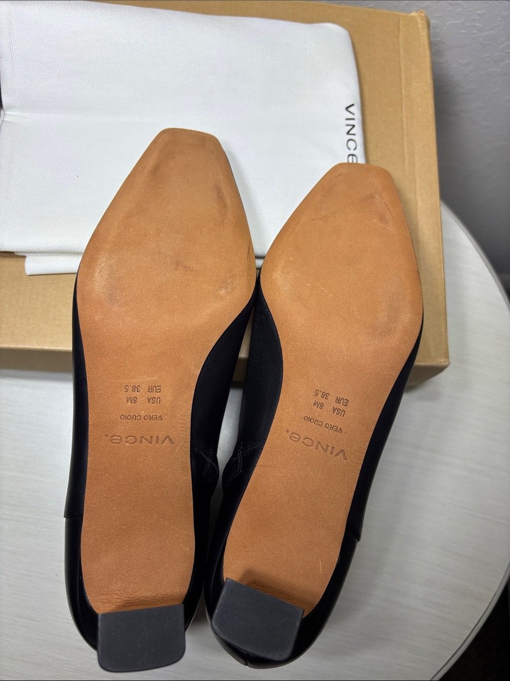 Vince Harlan Black Leather Square Toe Ankle Boots 8M Store Sample tried-on only - Picture 13 of 14